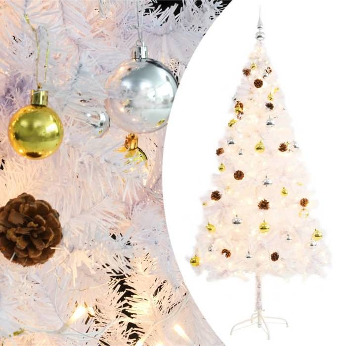 VidaXL Arbre de Noël Artificiel Pré-éclairé avec Boules, Sapin de Noël avec LED, Décoration de Vacances, Ornement de Fête 321503