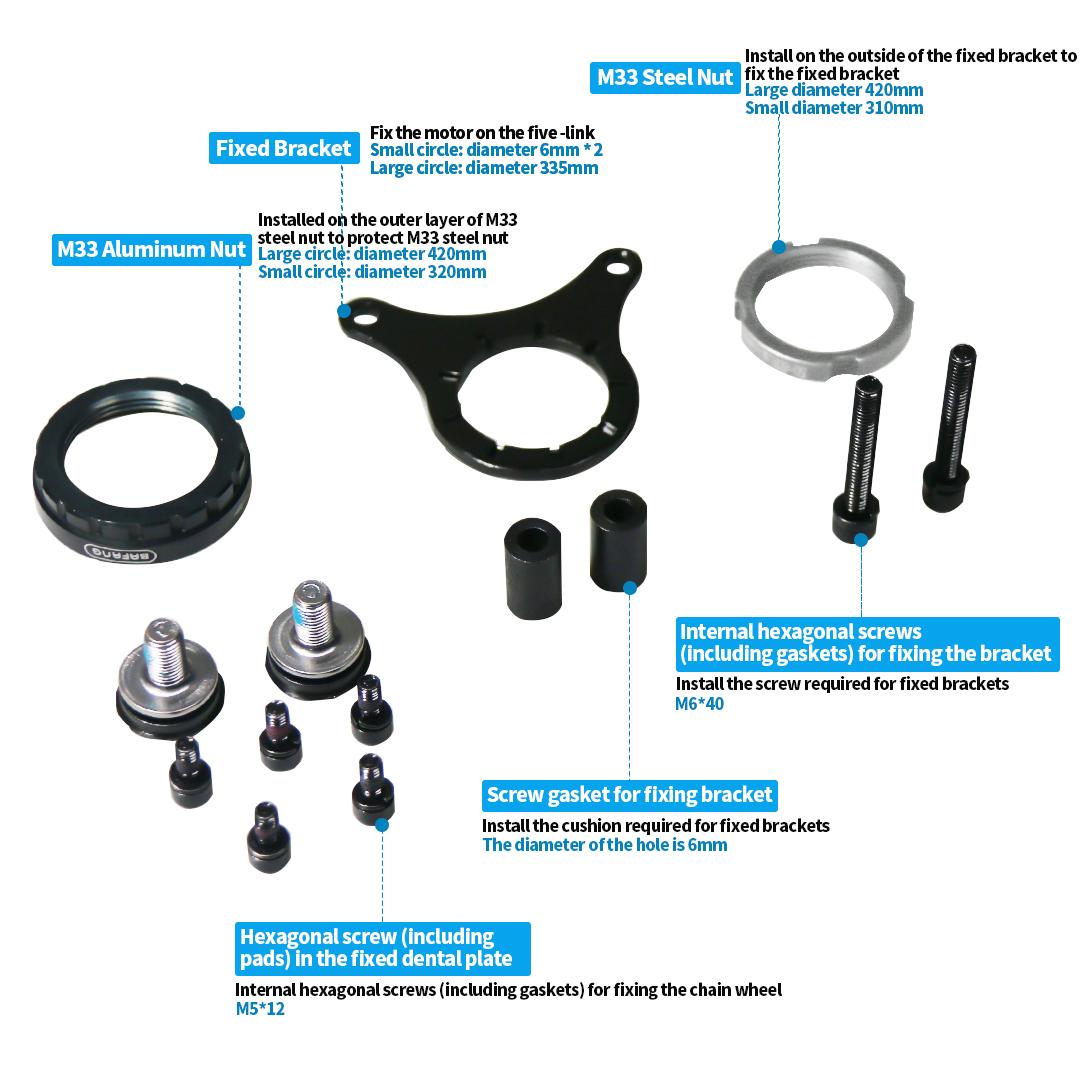 

Bafang Mid Motor Kits 68MM 73MM 100MM 120MM Bracket Bottom Installation Screw Nut Gasket 8FUN BBS01B BBS02B BBSHD Accessories