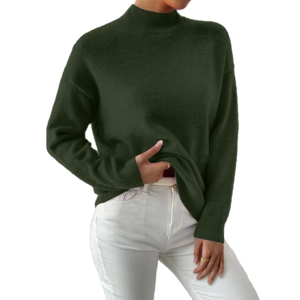 Women's Casual Round Neck Colorblock Pullover Sweater Loose Casual Long Sleeve Contrast Color Top