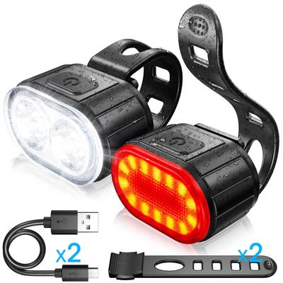 USB Oplaadbare LED Voor Achter Fietslicht Koplamp Fietsen Achterlicht Fiets Lantaarn Lamp