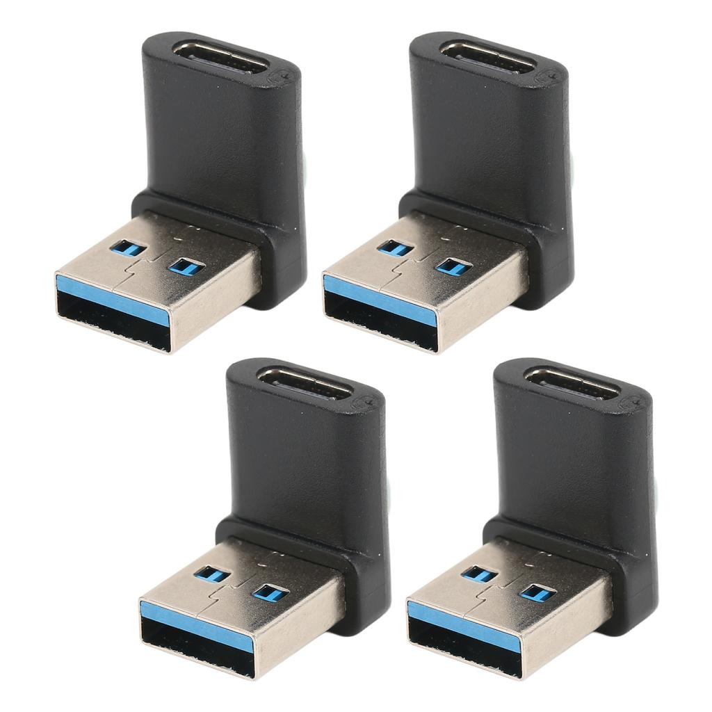4pcs USB Type C Right Angle Adapter 10Gbps Transmission Portable USB Male To Type C Female Adapter for Laptops Desktops