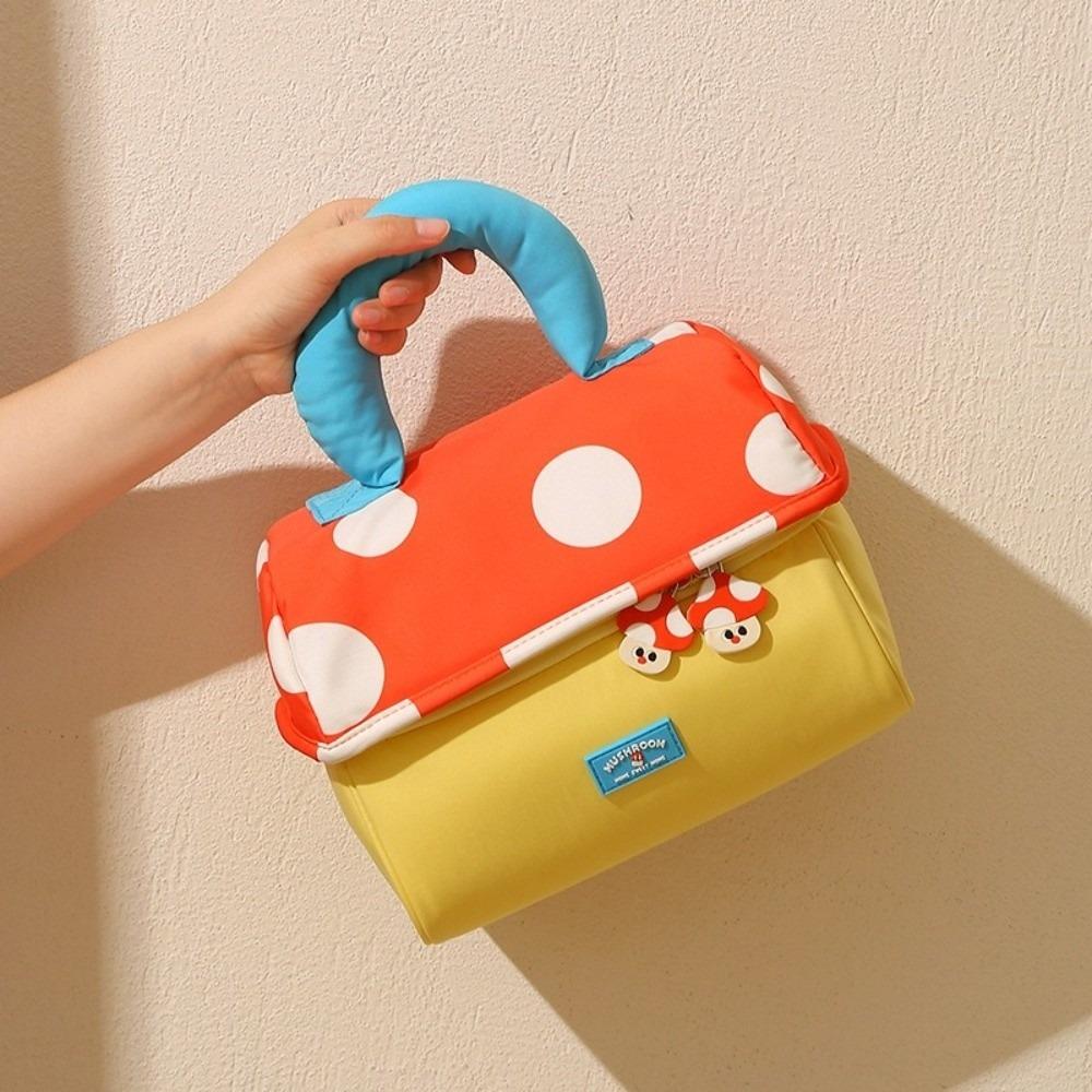 Oxford Cloth Mushroom Makeup Bag Multifunctional Toiletry Bag Kawaii Handheld Cosmetic Case Girls