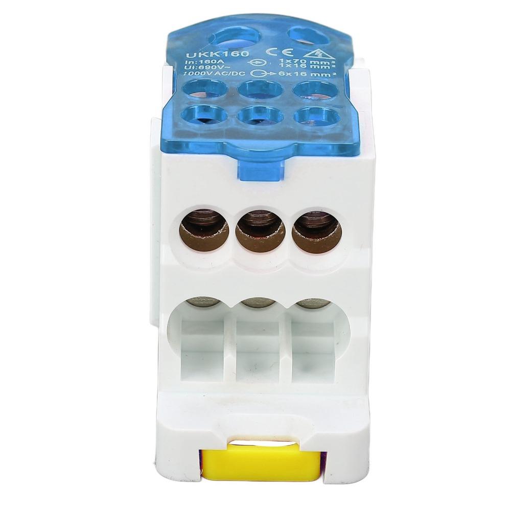 Red and Biue Rail Distribution Box 690V 160A Fine Insulation Power Wire Connector PA66 Retardant Junction Box Industrial Use