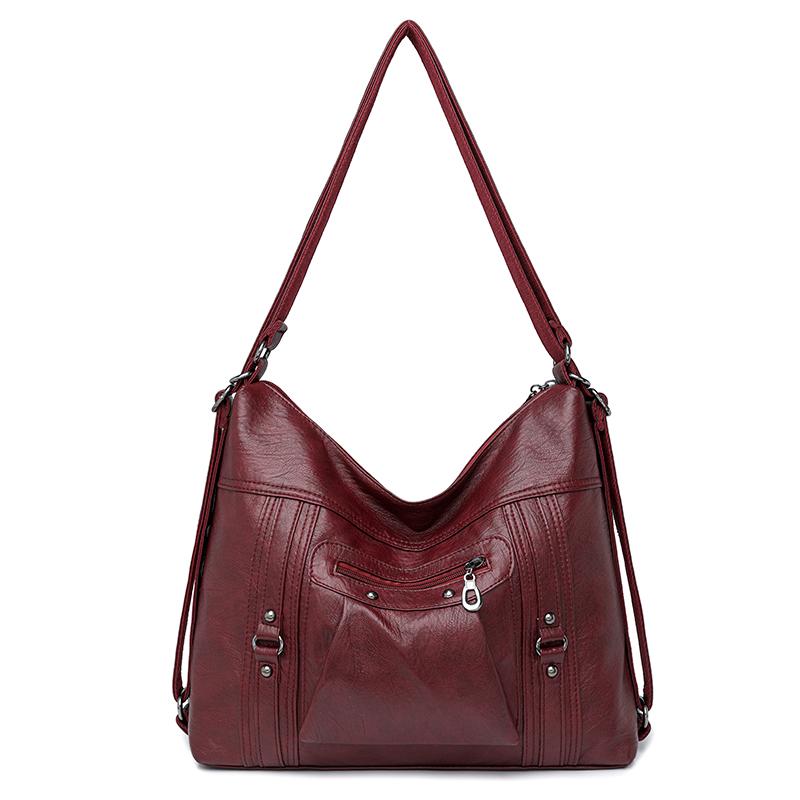 Bolsa feminina de couro macio bolsa tote mochila multifuncional