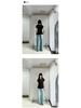 Yuyi Women's Retro High Waist Loose Wide Leg Jeans, Floor-Length, Slimming Washed, Spring 2026 Style, Model C8187