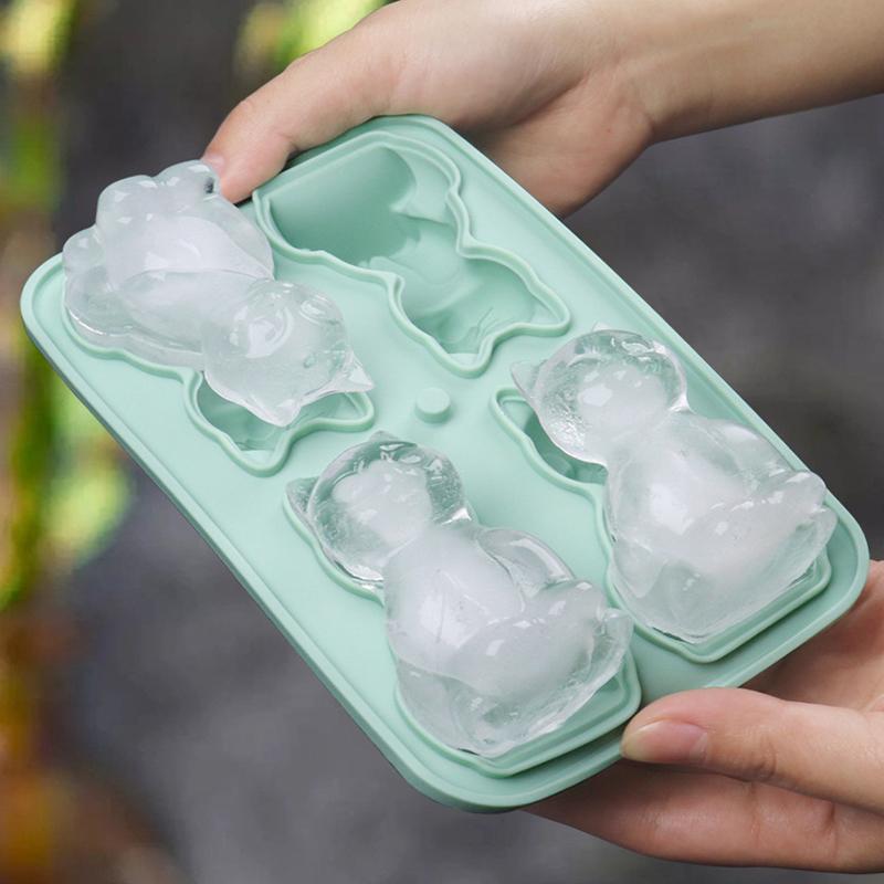 3D Silicone Animal Shape Ice Tray Milk Tea Beverage Ice Mold Whiskey Ice Box Fun Cute Novelty Animal Shape Ice Grid Ice Hockey