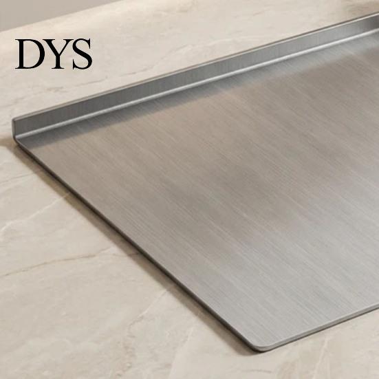 Heavy-duty Chopping Board Stainless Steel Cutting for Kitchen Non-Slip Dough Pastry Frosted Texture with 90-degree L-Shaped Edge Large Countertop Mat
