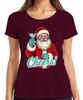 Santa Cheers Cocktail Martini Christmas Party Vintage Ladies TShirt
