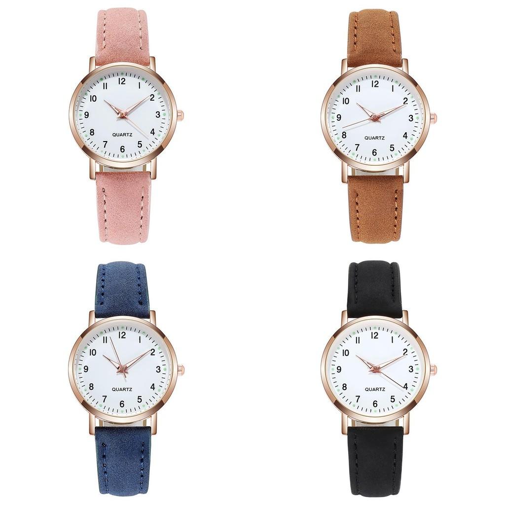 Montre à Quartz Minimaliste Unisexe Élégante Veilleuse Montre-bracelet Décontractée en Cuir Mat Montre à Quartz pour Dames