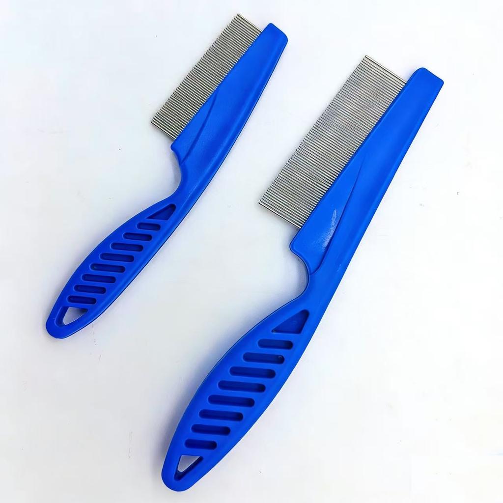 Eco-Friendly Simple Style Stainless Steel Pins Plastic Handle Comb for Dogs & Cats Flea Lice Nit Tick Cleaning Removes Hair/Fur