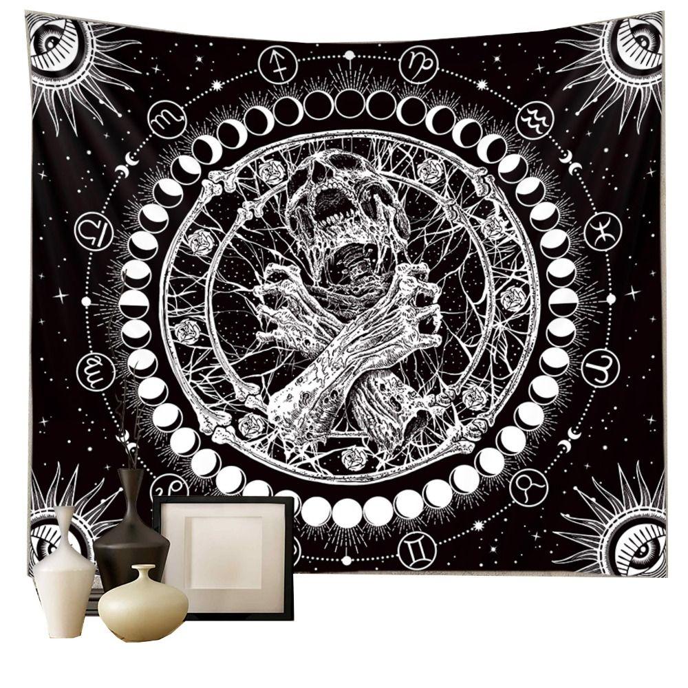 Psychedelic Black Skeleton Tapestry Gothic Wall Rug Wall Hanging Blanket  Home Decoration