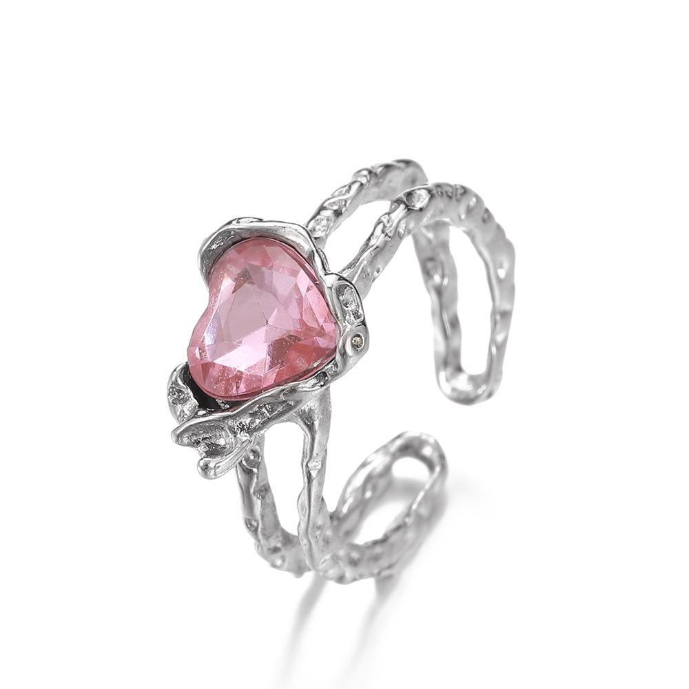 Double-Layer Zircon Love Flower Ring - Adjustable, Luxury Japanese & Korean Design