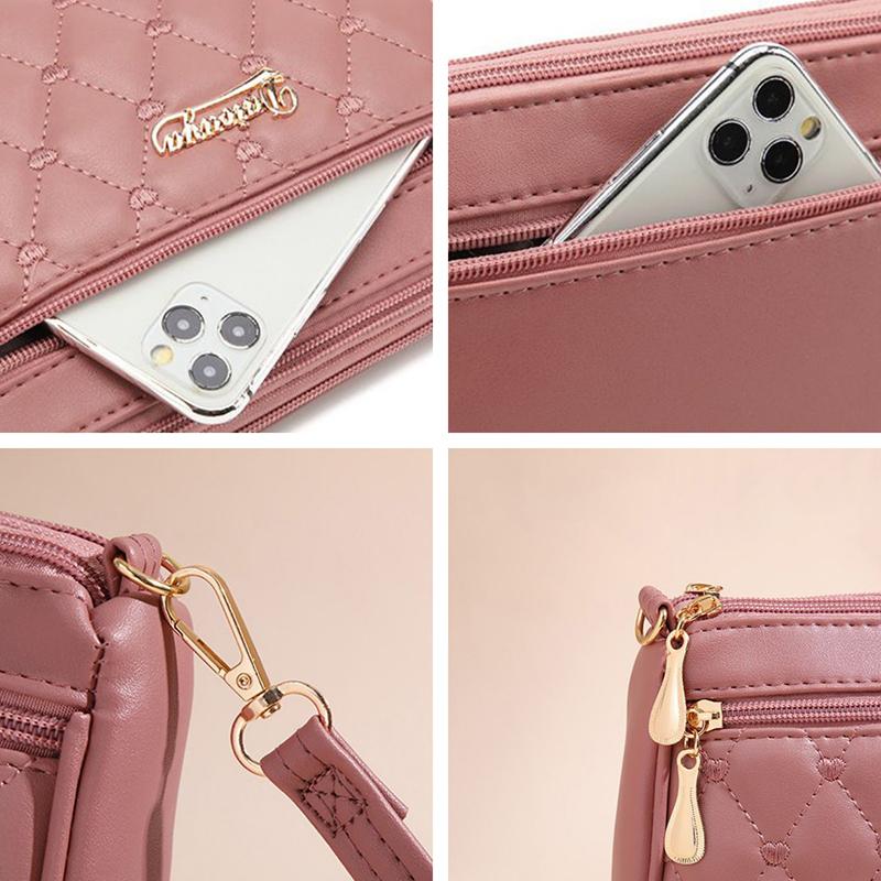 WTEMPO Jednokolorowe haftowane torebki crossbody damskie w kształcie serca, damskie, z wieloma kieszeniami, o dużej pojemności, PU, na jedno ramię