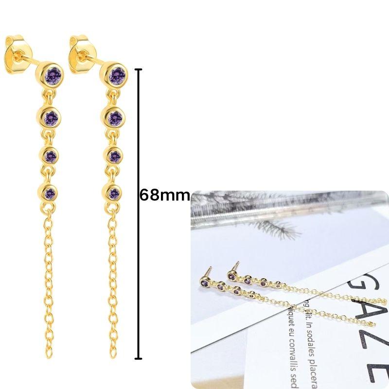 Damen 925 Silber Ohrstecker Lila Zirkon Ohrringe Creolen Lila Kristall Anhänger Ohrring Mode Hochzeits Schmuck