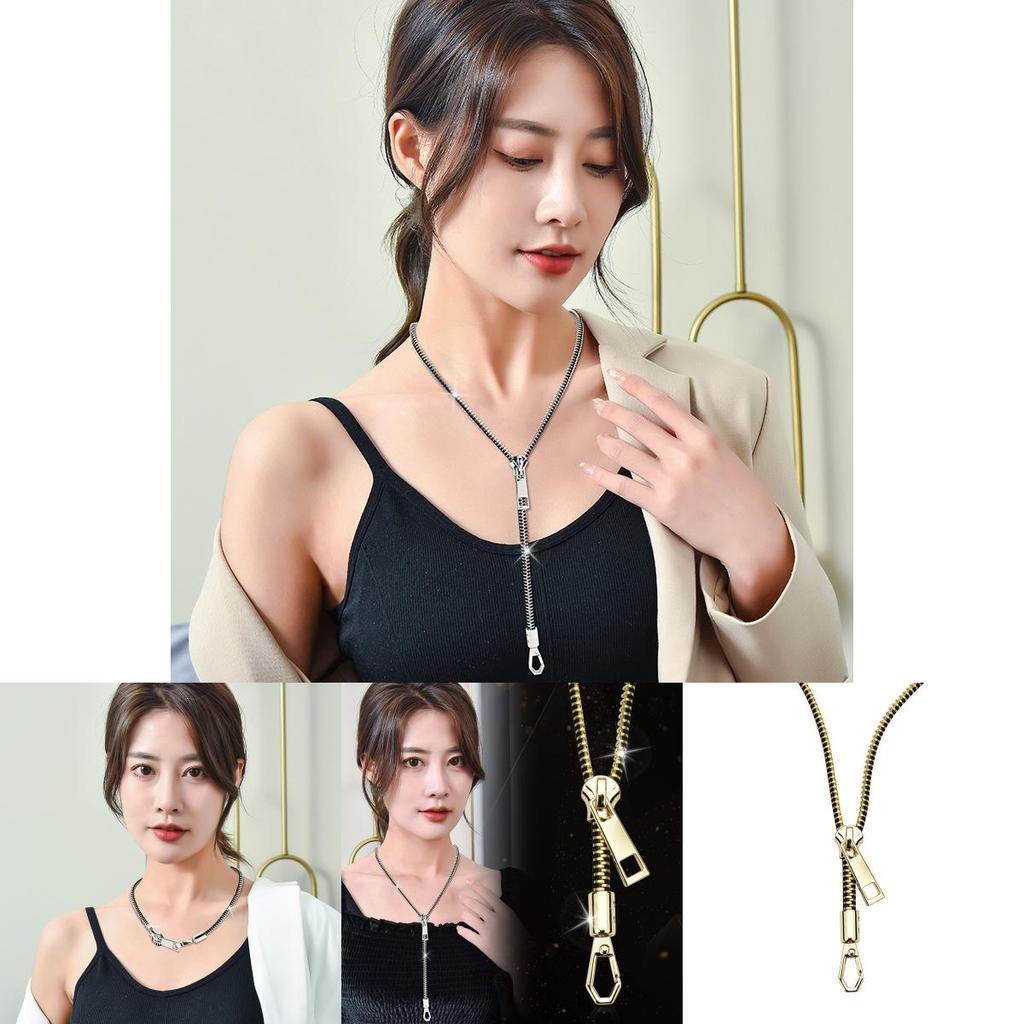 Elegant 18k Gold And Silver Zipper Lockbone Necklace For Couples Trendy And Minimalistic Design