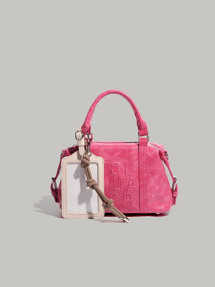 

Niche fashion handbag women s high sense 2025 new contrasting color card cover oblique span shoulder bag Boston pillow bag розовый