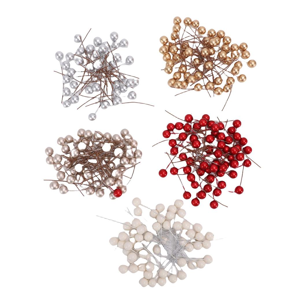 300PCS Artificial Berries 5 Color 10mm Simulated Berries Ornaments Crafts Holiday Home Decor