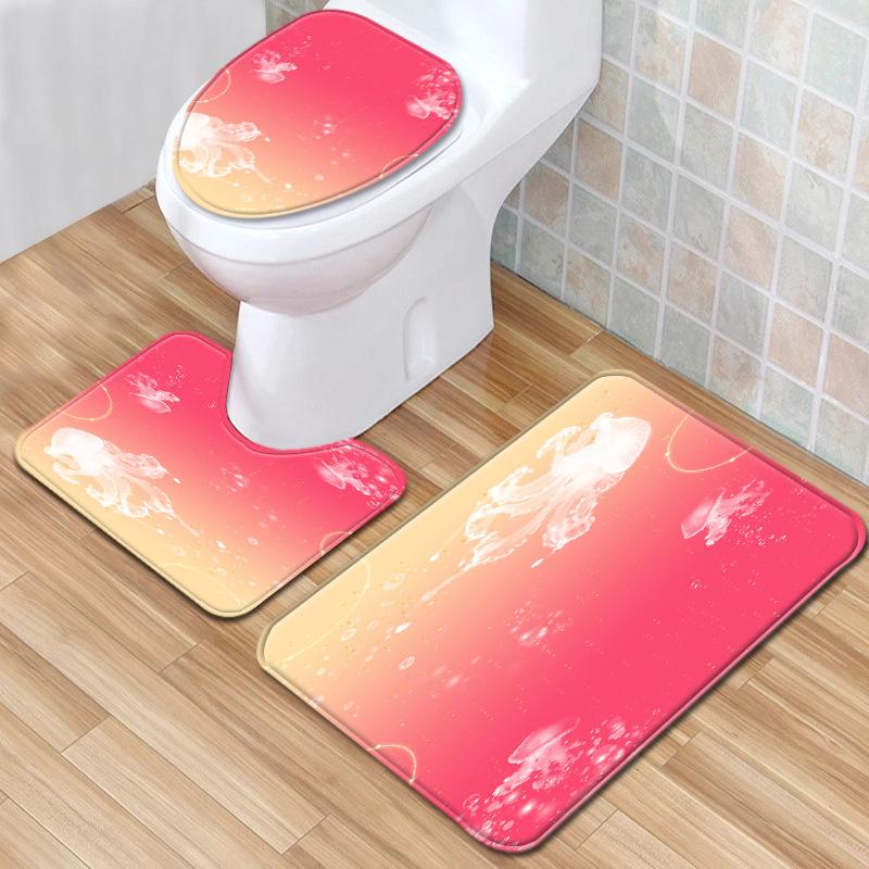 Gradual Change Pattern Toilet Floor Mat Three-Piece Bathroom Three-Piece Carpet Door Mat