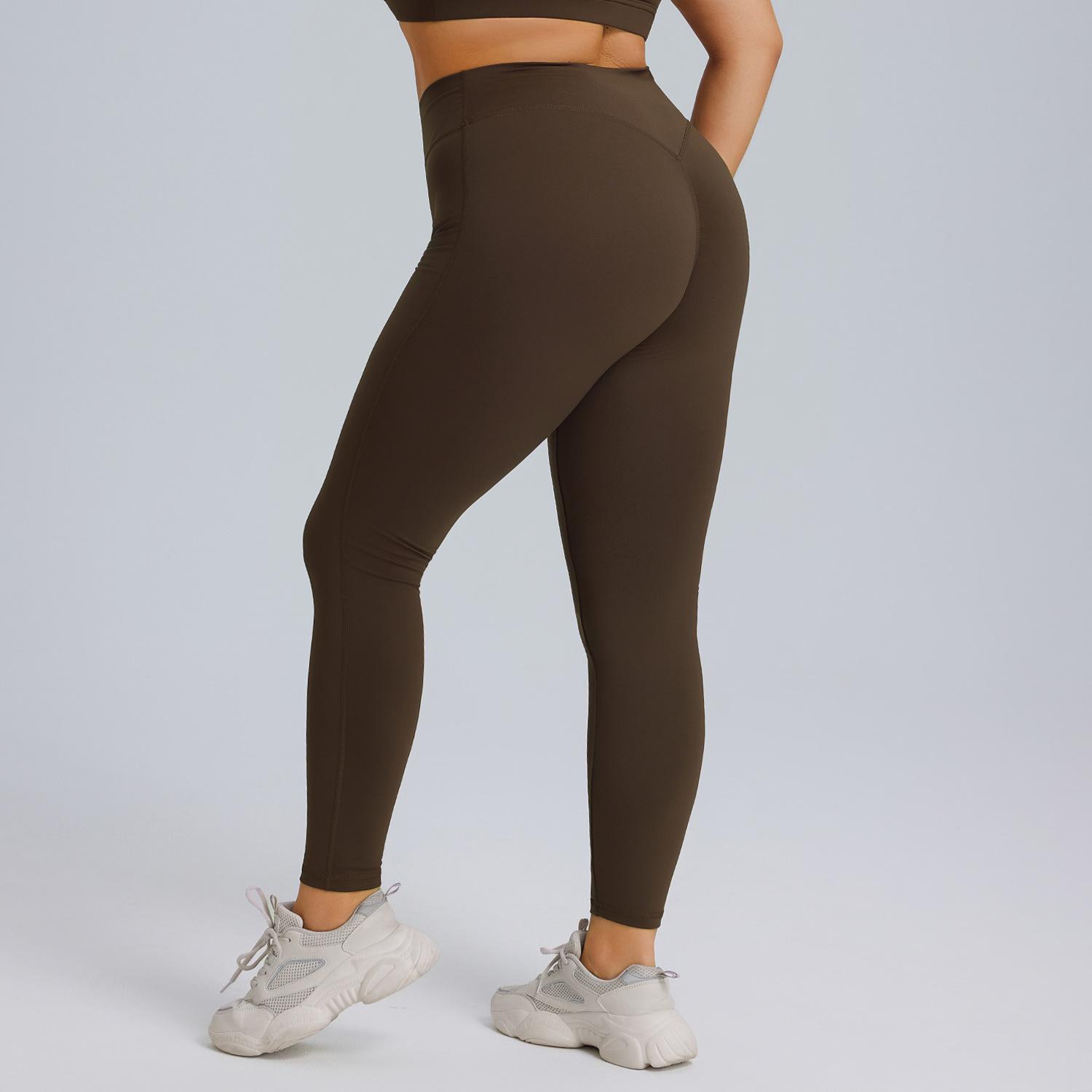 

Women s High Waist Plus Size Peach Yoga Pants - Tummy Control Long Sports Leggings for Gym, Running, and Training XL шоколадний