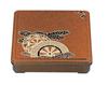 Wakaizumi Lacquerware Square Bento Finish with Imperial Carriage Design 7.5-inch Box, Pear-skin (Fixed Divider) 1-405-6