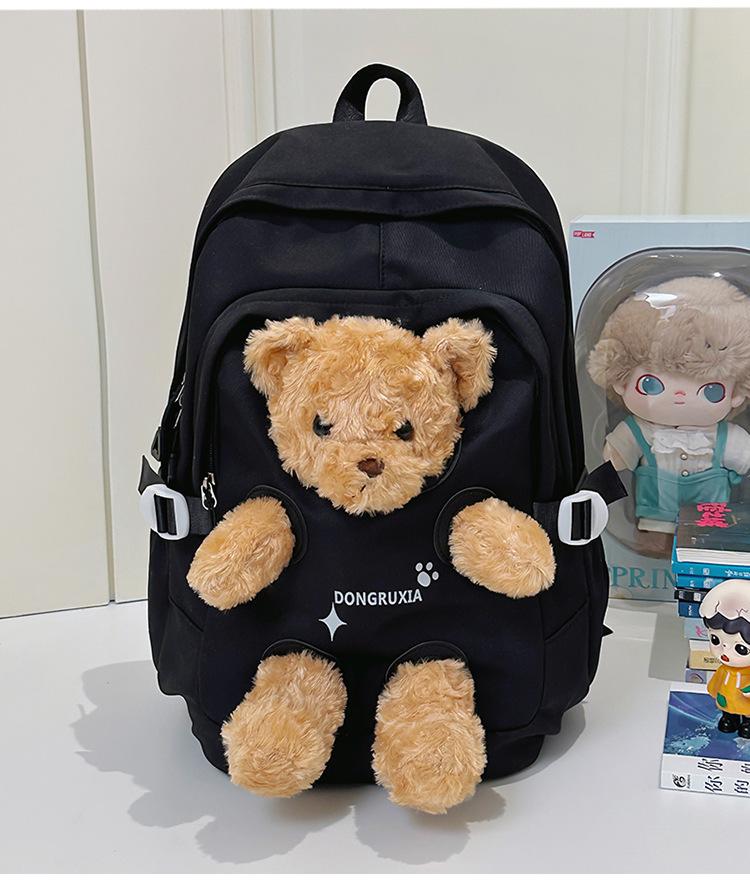 School Bag Cute Cartoon Casual School Bag Plush Doll Backpack Girls Junior High School Students High School Students Travel Backpack