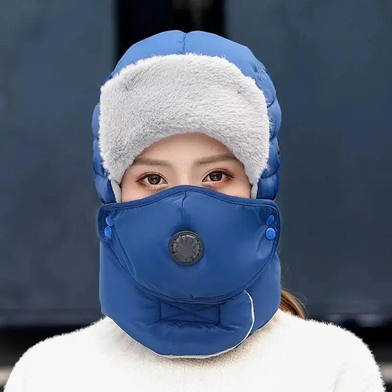 Hiver extérieur hommes et femmes coupe-vent protection des oreilles protection du visage lunettes d'hiver bonnet chaud en coton épais