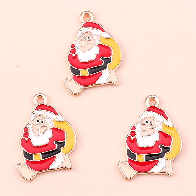 10pcs 15x22mm Cartoon Christmas Charms Enamel Santas Claus Charms Pendants for Jewelry Making DIY Necklace Earrings Accessories