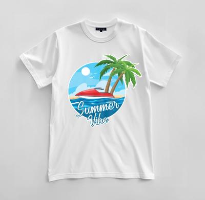 T-shirt Grafica Personalizzata con Vibrazioni Estive Unisex in Jersey a Maniche Corte