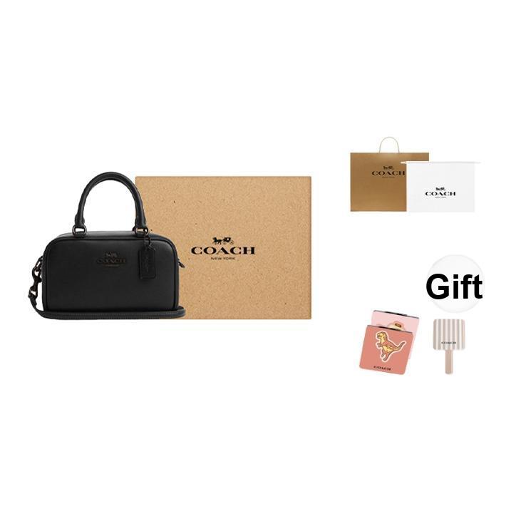 Coach Umhängetasche 19 Buchstaben-Logo Leder Bowlingtasche Damen Handtaschen Schwarz CT776-JIBLK