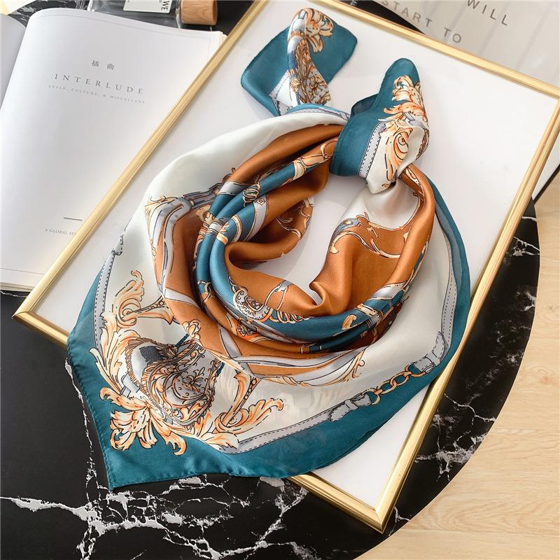 Luxury Silk Feeling Square Scarf Women Print Satin Headscarf Summer Silk Shawl Hair Band Foulard Bandana Echarpe Tie Wraps