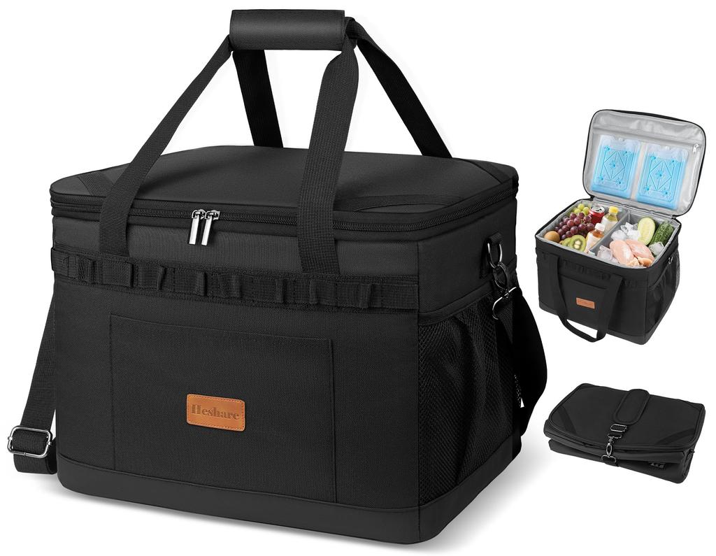 Heshare Cooler Large Keeps Food and Foldable and Perfect for Outdoor Sports Shopping Bamboo Box, Capacity, 30L, Waterproof, 4-Layer Insulated,