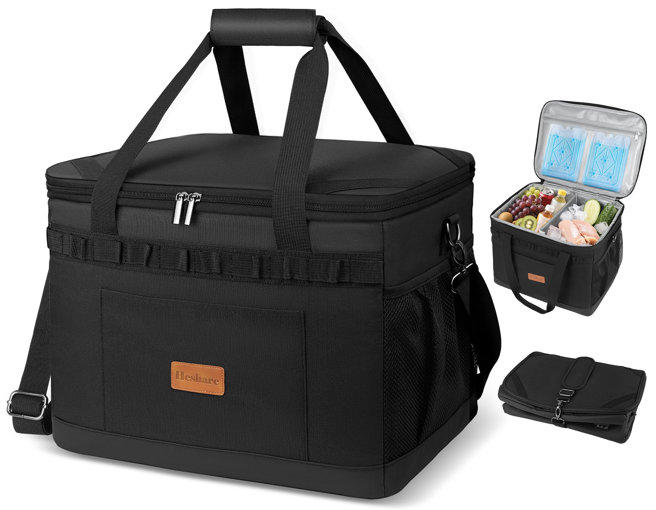 

Большой термосумка-холодильник Heshare, сохраняет продукты и складной, идеально подходит для занятий спортом на открытом воздухе, шоппинга, бамбуковая коробка, вместимость, 30 л, водонепроницаемый, 4-слойный изолированный,