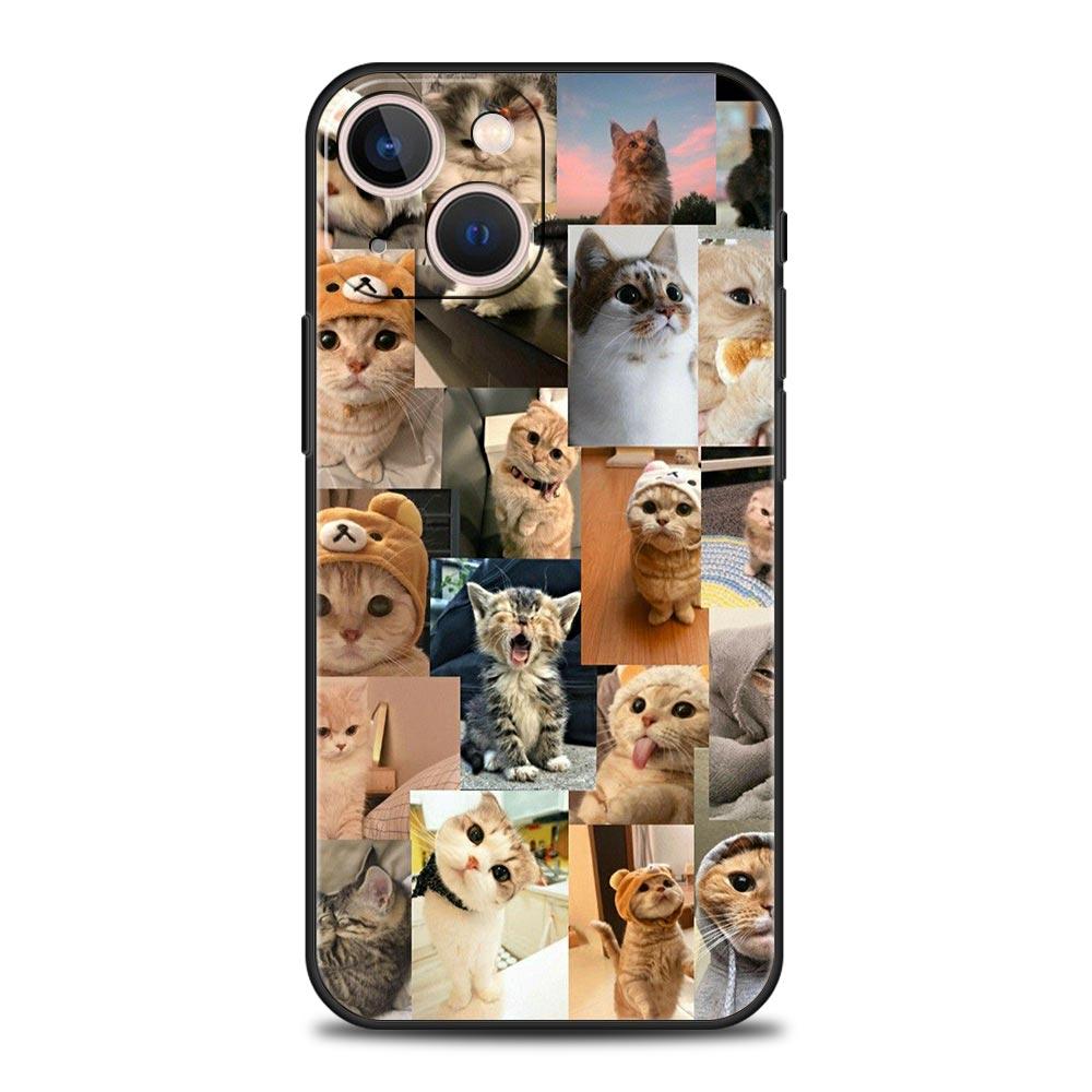 Cute Cat Photo Collage Print Phone Case for iPhone 17 16 15 14 13 12 11 16E Series Pro Max Plus Double Layer Protection