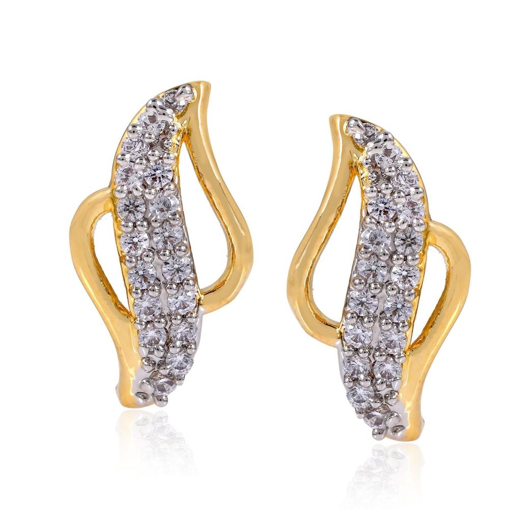 Estele Women's Gold Plated Pearl Stud Earrings with Pearls