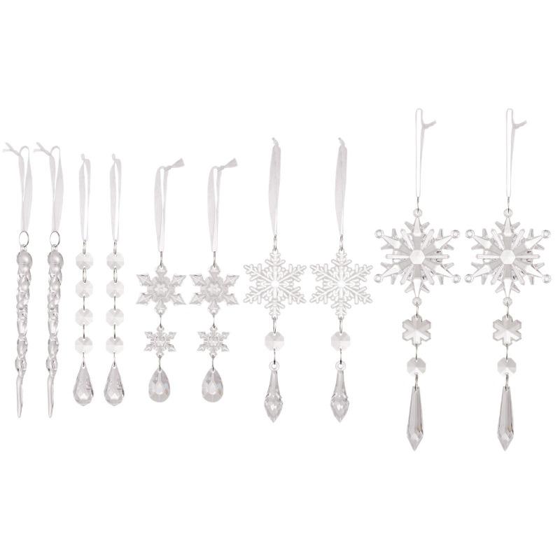 Christmas Decoration Set Crystal Pendant Transparent Simulation Snowflake Ice Strip Christmas Tree Pendant