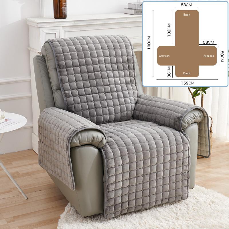 

Modern Plush Flannel Plaid Sofa Cover - Solid Color Winter Cushion 53x190 cm