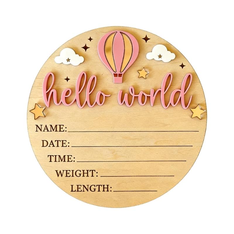 Wooden Baby Birth Announcement Plaque With Customizable Name And Date For Nursery Decoration