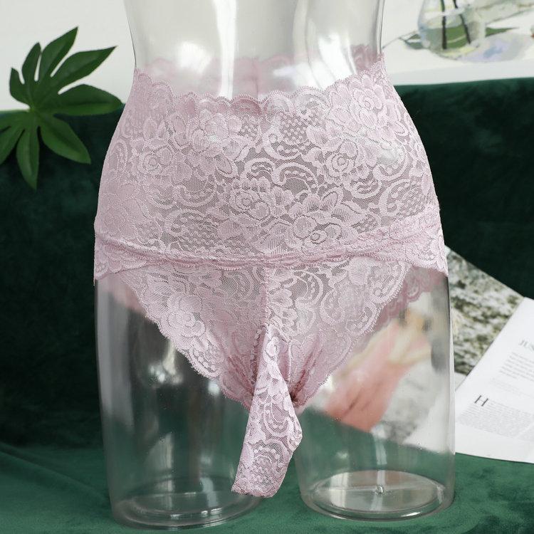 Hohe Taille Spitze Unterwäsche Herren, mit jj Set Unterwäsche, Tasche integriert ultra-dünn transparent Sex Slips