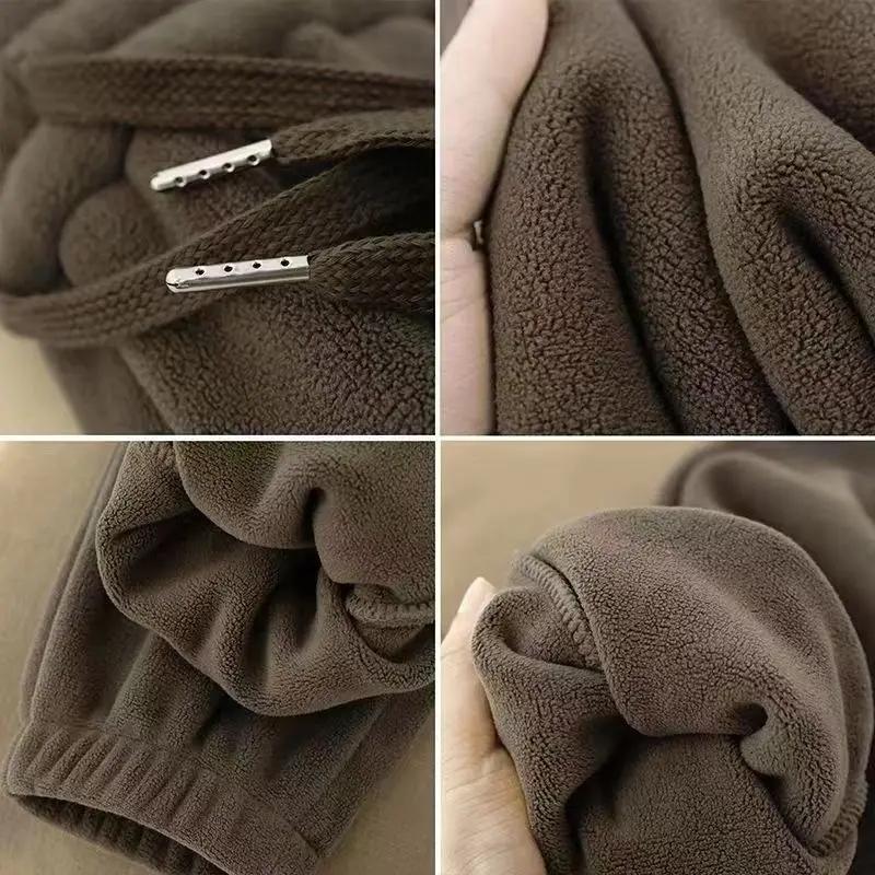 Men Casual Pants Plus Velvet Thicker Drawstring Solid Keep Warm Outwear Ankle-tied Winter Sporty Baggy Trousers Male Fashion