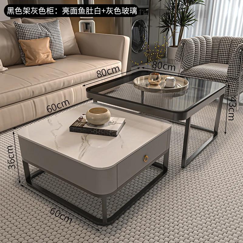 For Luxuriöser moderner Couchtisch mit Aufbewahrungsdesign, nordischer minimalistischer Couchtisch, einzigartige graue