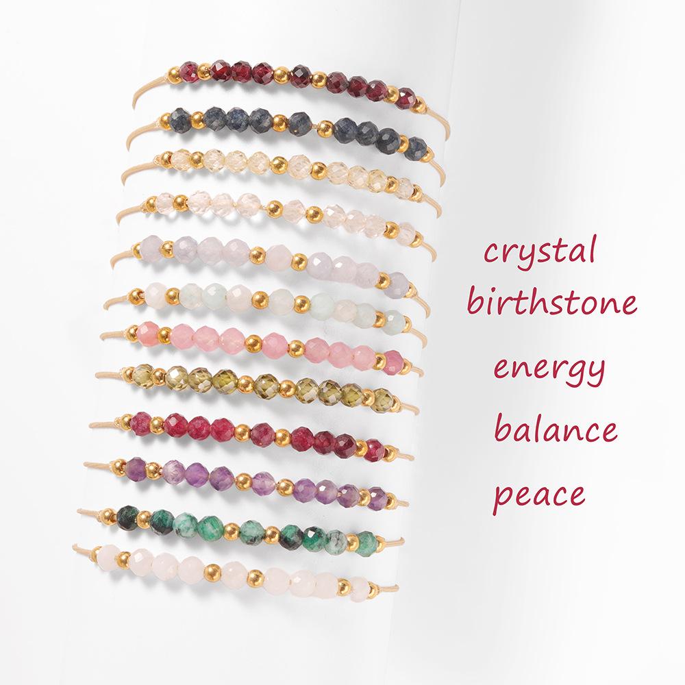 Festive Gifts Multicolor Faceted Stone Beaded Bracelet Set Delicate Fashion Jewelry for Women Daily Wear Simple Versatile Accessory