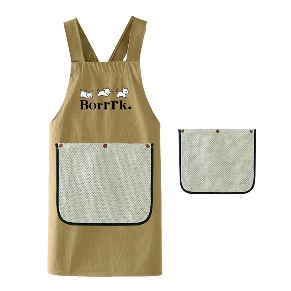 

Waterproof Kitchen Apron Anti-fouling Cross Back Restaurant Uniform with Removable Hand Towel Sleeveless Catering Work Clothes хаки