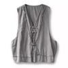 Johnature Dame Tanktopper i kinesisk stil Ensfarget Knapp Vår Vintage Dame Løse Vester