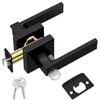 American Heavy-duty Handle Lock Aluminum Alloy Door Lock S Slot Key Square Black Bathroom Door Lock