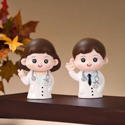 Carina Figurina Dottore Infermiera in Resina Fai da te Cartone Animato Ornamenti per Torta Infermiera Kit da Assemblaggio Dottore Ornamenti per Dolci