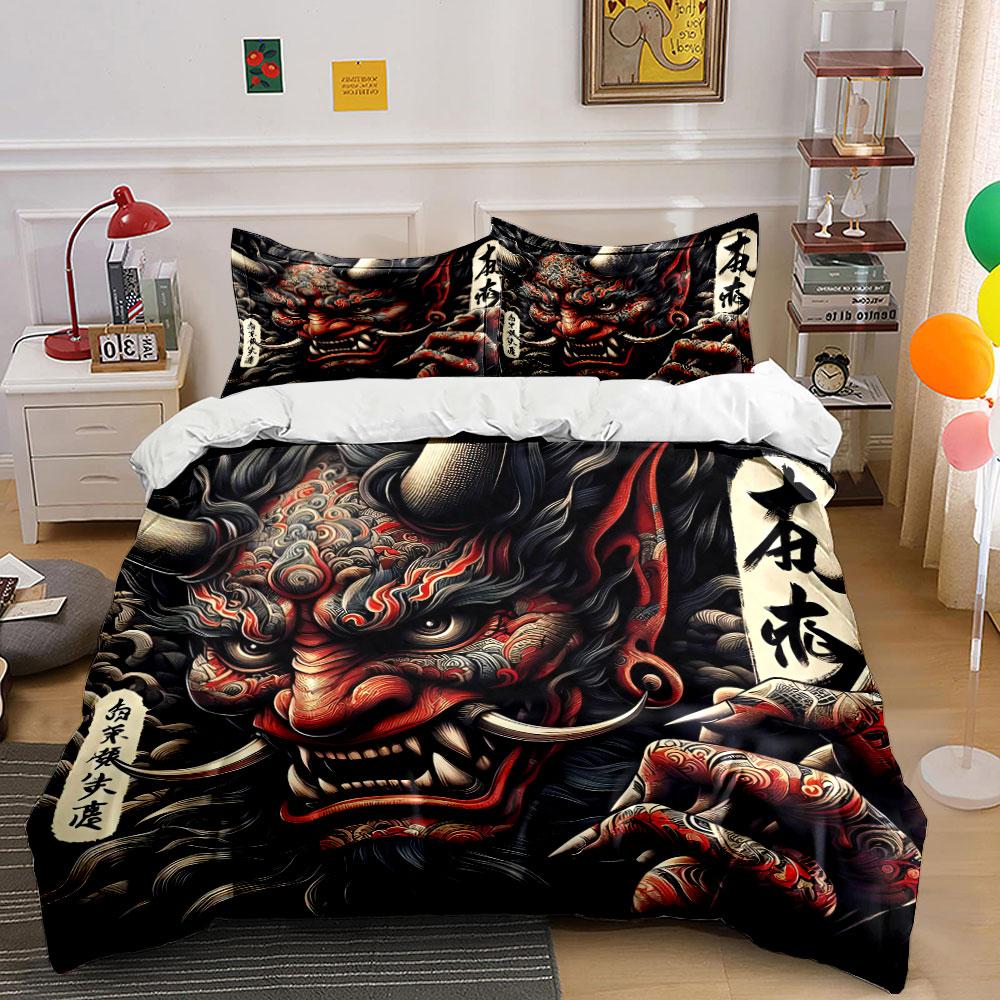 Demon Art Three-Piece Set Soft Comfortable Duvet Cover Bedding Set Included 1*Duvet Cover & 2*Pillowcases, Gift