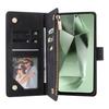 For Samsung Galaxy S25 FE Case Zipper Wallet Multiple Card Slots Leather Phone Cover with Wrist Strap