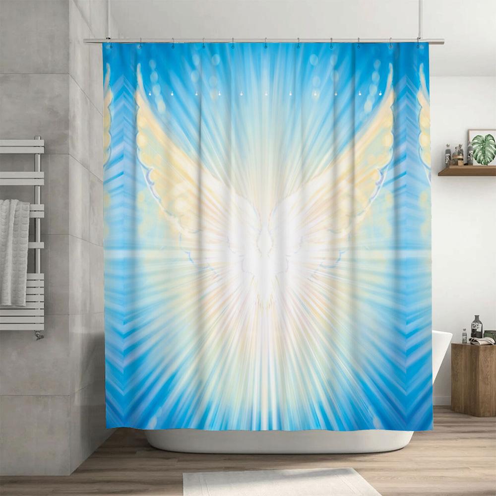 Blue Ray Shower Curtain Abstract Ocean Wave Pattern Bathroom Decor Waterproof Modern Art Home Textile Premium Quality