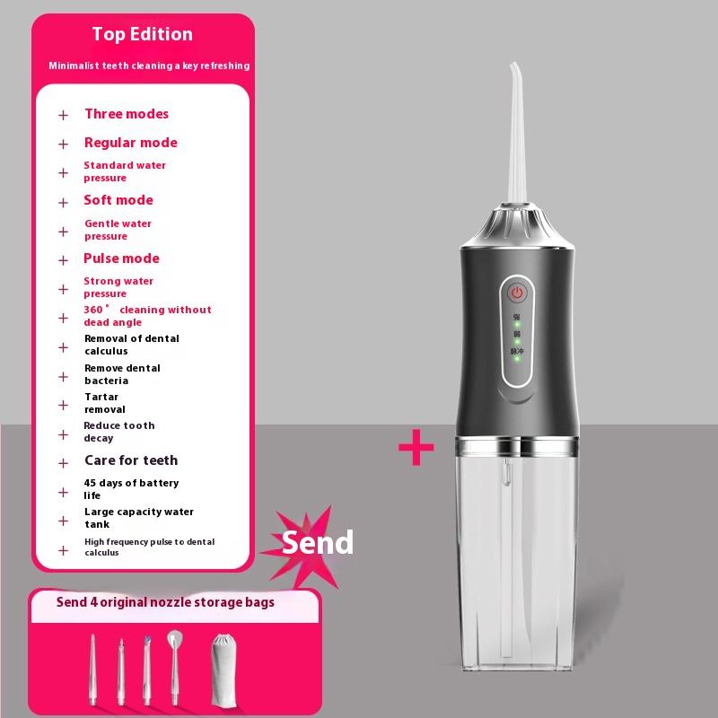 New Oral Irrigator Portable Dental Water Flosser USB Rechargeable Water Jet Floss Tooth Pick 4 Jet Tip 220ml 3 Modes Teeth Clean