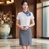 Toluoman Women's Professional Short Sleeve Bow-Tie Blouse
